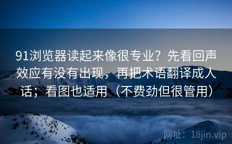91浏览器读起来像很专业？先看回声效应有没有出现，再把术语翻译成人话；看图也适用（不费劲但很管用）