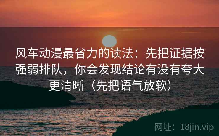 风车动漫最省力的读法：先把证据按强弱排队，你会发现结论有没有夸大更清晰（先把语气放软）